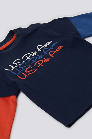 U.S. Polo Assn Lacivert Garnili Kol Detay Bebek 2 Li Takım