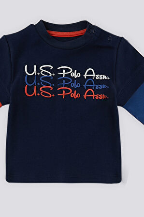 U.S. Polo Assn Lacivert Garnili Kol Detay Bebek 2 Li Takım