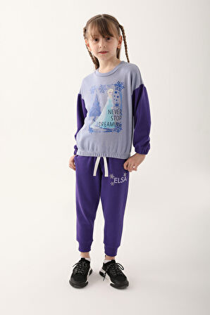 Frozen Açık İndigo Kız Çocuk Eşofman Takımı