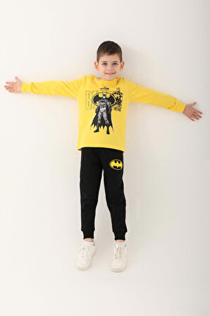 Batman Sarı Erkek Çocuk Uzun Kol Pijama Takım