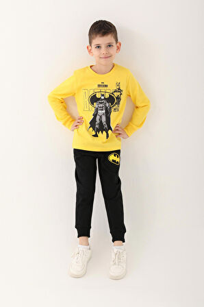 Batman Sarı Erkek Çocuk Uzun Kol Pijama Takım