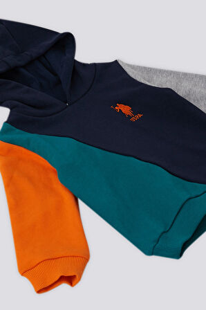 U.S. Polo Assn Lacivert Kapüşonlu Garnili Erkek Bebek 2 Li Takım