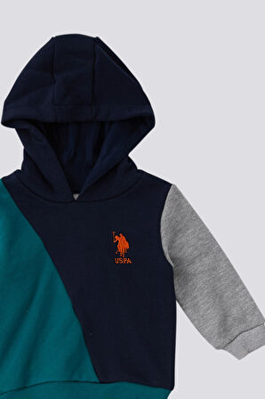 U.S. Polo Assn Lacivert Kapüşonlu Garnili Erkek Bebek 2 Li Takım