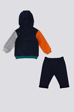 U.S. Polo Assn Lacivert Kapüşonlu Garnili Erkek Bebek 2 Li Takım
