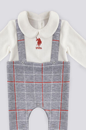 U.S. Polo Assn Gri Melanj Kadife Bebek Tulum