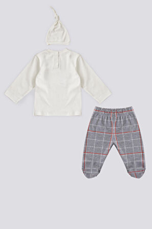 U.S. Polo Assn Krem Şapkalı  Bebek 3Lü Takım