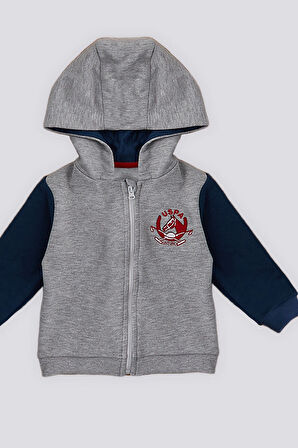 U.S. Polo Assn Gri Melanj Fermuarlı Bebek 3Lü Takım