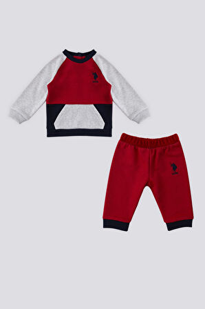 U.S. Polo Assn Kırmızı Kanguru Cepl Erkek Bebek 2 Li Takım