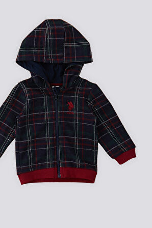 U.S. Polo Assn Lacivert Fermuarlı Ekose Üst Detay Erkek Bebek 3Lü Takım