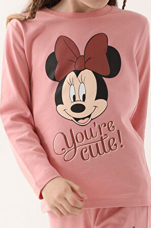 Minnie Mouse Retro Pembe Kız Çocuk Uzun Kol Pijama Takım