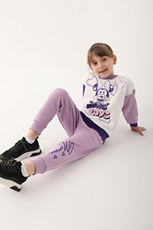 Minnie Mouse Krem Kız Çocuk Eşofman Takımı