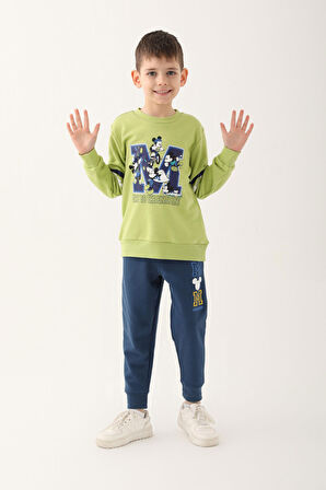Mickey Mouse Fıstık Yeşili Erkek Çocuk Eşofman Takımı