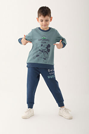 Mickey Mouse Pastel Yeşil Erkek Çocuk Eşofman Takımı