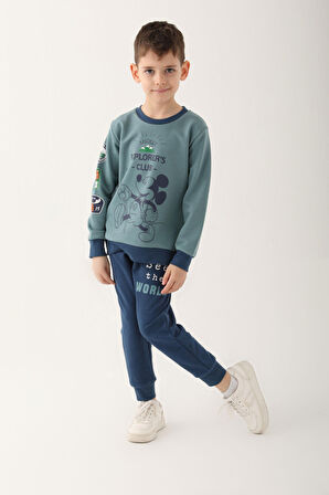 Mickey Mouse Pastel Yeşil Erkek Çocuk Eşofman Takımı