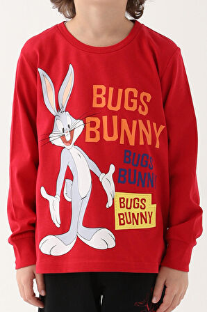 Looney Tunes Kırmızı Erkek Çocuk Uzun Kol Pijama Takım