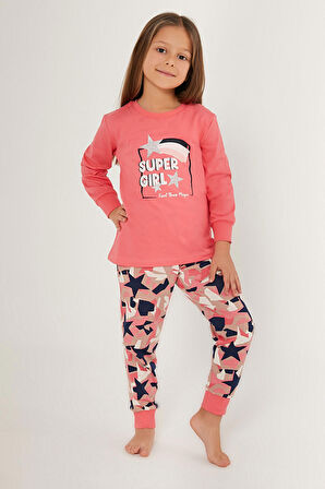 Rolypoly Super Girl Find Your Magic Pembe Kız Çocuk Uzun Kol Pijama Takım