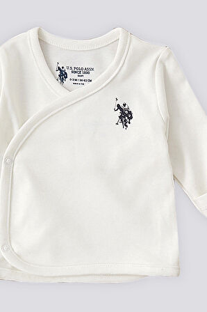 U.S. Polo Assn Krem Uspa Desen Bebek 5Li Hastane Çıkış Seti
