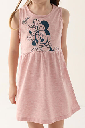 Minnie Mouse D4860-3 Kız Çocuk Elbise Pembe Melanj