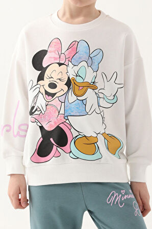 Minnie Mouse Krem Kız Çocuk Eşofman Takımı