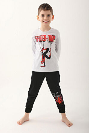 Spiderman Kar Melanj Erkek Çocuk Uzun Kol Pijama Takım