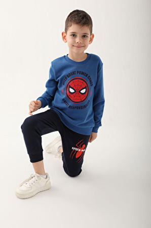 Spiderman Saks Mavi Erkek Çocuk Eşofman Takımı