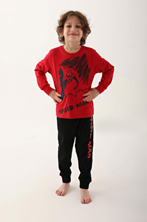 Spiderman Kırmızı Erkek Çocuk Uzun Kol Pijama Takım