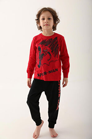 Spiderman Kırmızı Erkek Çocuk Uzun Kol Pijama Takım