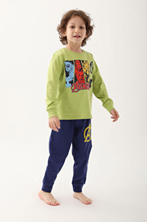 Avangers Fıstık Yeşili Erkek Çocuk Uzun Kol Pijama Takım