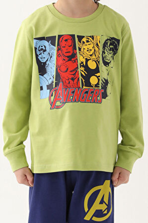 Avangers Fıstık Yeşili Erkek Çocuk Uzun Kol Pijama Takım