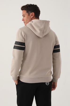 Yale Bej Kol Baskı Detay Erkek Sweatshirt