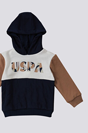U.S. Polo Assn Krem Kapüşonlu Bebek 2 Li Takım