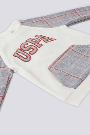 U.S. Polo Assn Krem Kanguru Cep Ekose Detay  Bebek 2Li Takım