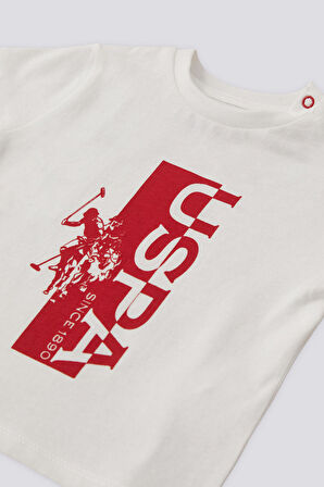 U.S. Polo Assn Lisanslı Rectangle Krem Erkek Bebek Takımı