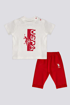 U.S. Polo Assn Lisanslı Rectangle Krem Erkek Bebek Takımı