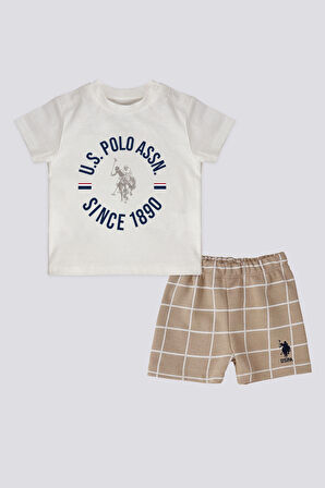 U.S. Polo Assn Lisanslı Round Post Krem Erkek Bebek Takımı