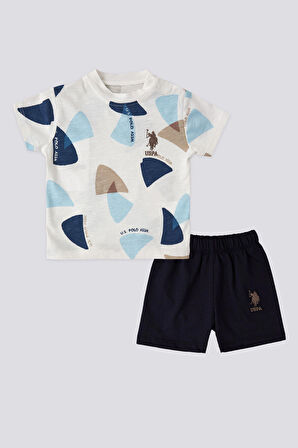 U.S. Polo Assn Lisanslı Triangle Krem Erkek Bebek Takımı