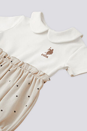 U.S. Polo Assn Lisanslı Unified Krem KIz Bebek Tulum