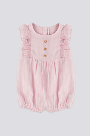 U.S. Polo Assn Lisanslı Overalls Pembe Kız Bebek Tulum