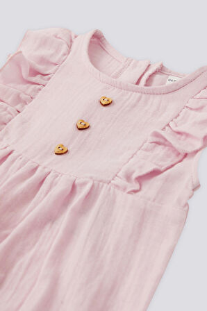 U.S. Polo Assn Lisanslı Overalls Pembe Kız Bebek Tulum