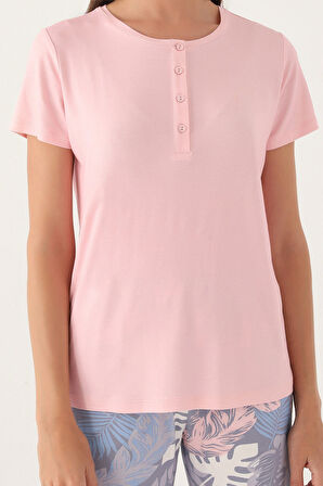 Pierre Cardin Leaf Pembe Kadın Kısa Kol Pijama Takımı