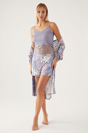 Pierre Cardin Nighty Mor Kadın Kısa Kol Pijama Takımı