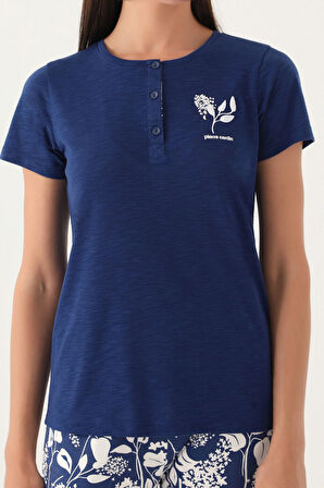 Pierre Cardin Branch Lacivert Kadın Kısa Kol Pijama Takımı