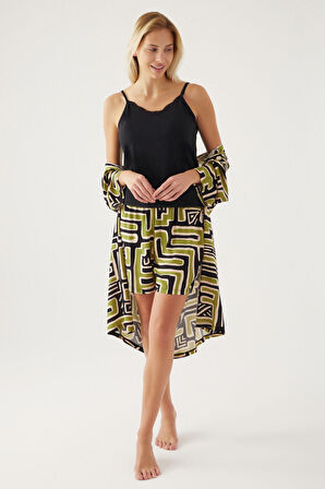 Pierre Cardin Plaid Yeşil Kadın Kısa Kol Pijama Takımı