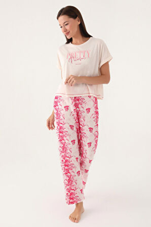 Pierre Cardin Strong Krem Kadın Kısa Kol Pijama Takımı