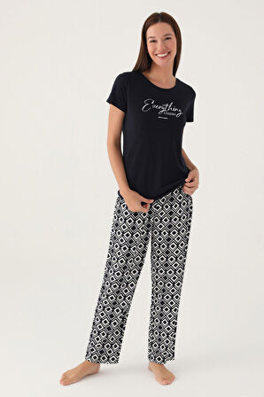 Pierre Cardin Possıble Siyah Kadın Kısa Kol Pijama Takımı