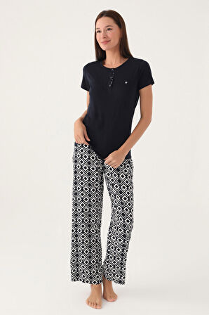 Pierre Cardin Lower Siyah Kadın Kısa Kol Pijama Takımı