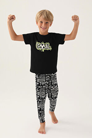 RolyPoly Goal Siyah Erkek Çocuk Pijama Takımı