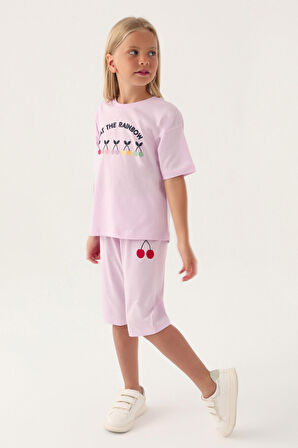RolyPoly Eat The Rainbow Mor Kız Çocuk Kapri Takım