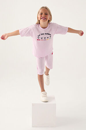 RolyPoly Eat The Rainbow Mor Kız Çocuk Kapri Takım