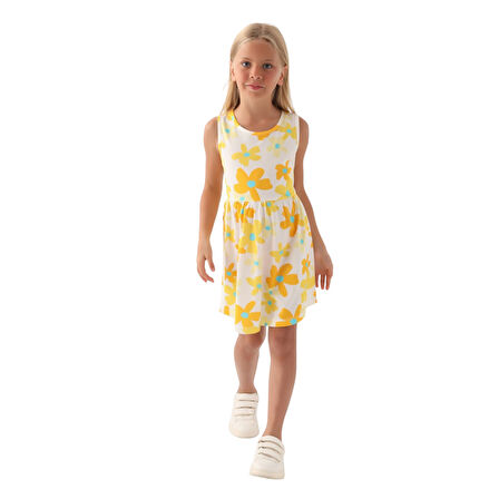 Kız Çocuk Elbise Çiçek Desenli RP3393-3